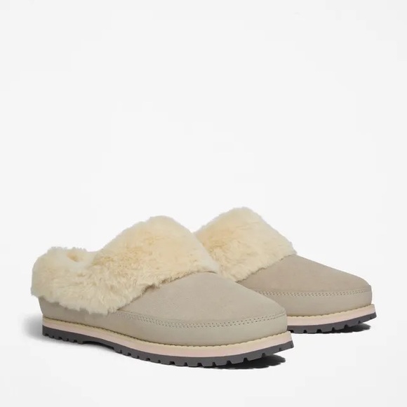 Timberland Women’s Suede Fur Grey Slipper Size 7.5 NEW - Picture 1 of 16
